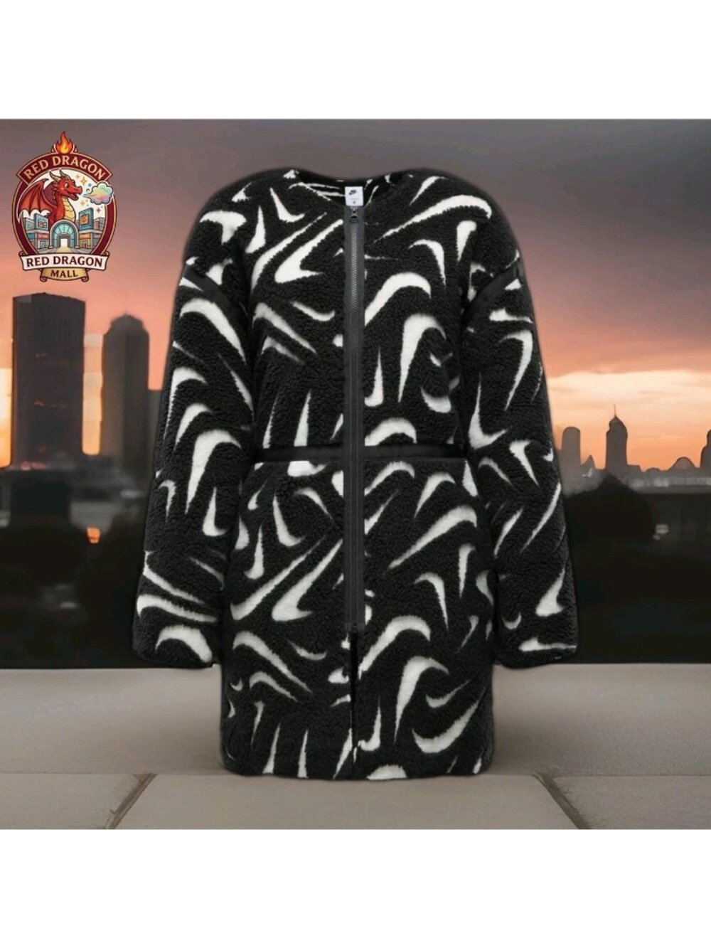 Nike Therma-Fit High Pile Swoosh Jacket Black White FV8025-010 - Women's Size M - Picture 5 of 8